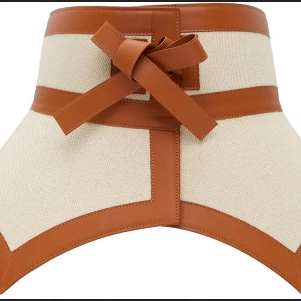 RARE NWT LOEWE Tan Canvas & Leather Obi Belt